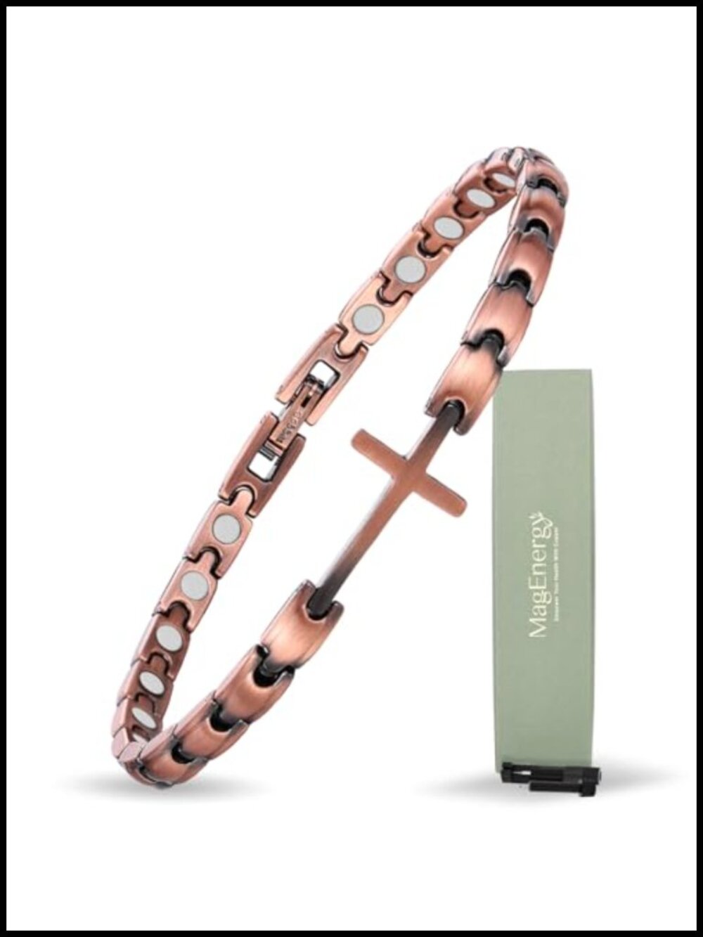 Copper Magnetic Bracelet Women 3500 Gauss Christian Cross